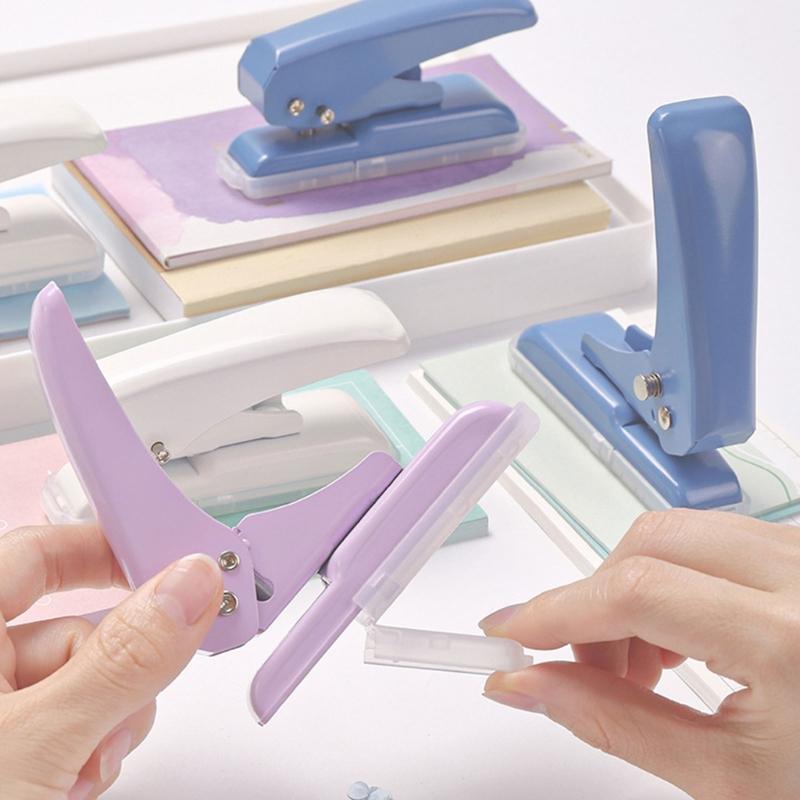 Paper Puncher Single Hole Punch with Grip Handle, Portable Hand Hold Long Reach Puncher Circle Single Round Paper Punch