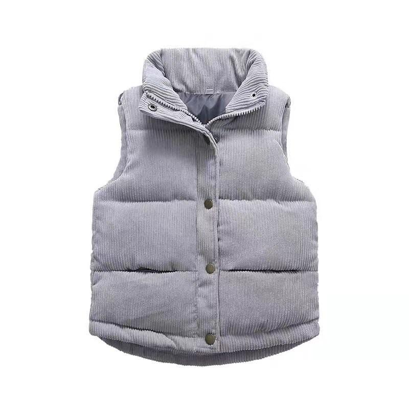 Kids Padded Vest Boys Girls Corduroy Winter Outerwear Thick Cotton Lined Sleeveless Jacket Toddlers 3-8Y
