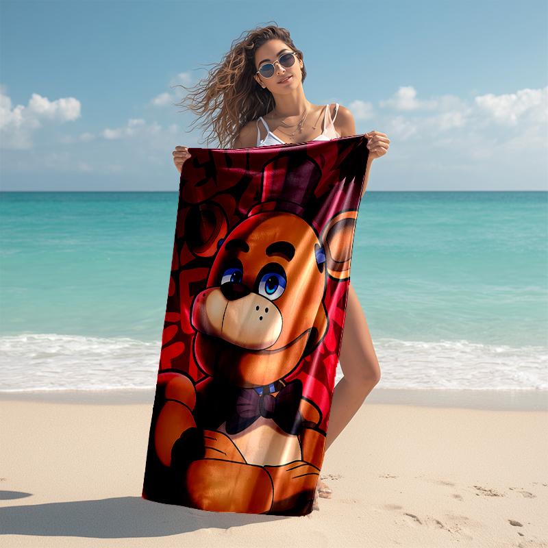 1pc Freddy Bear2 Beach Towel, Comfortable and Thick, and Swimming/Bath/Picnic/Camping Towel, Suitable for Seaside Beaches