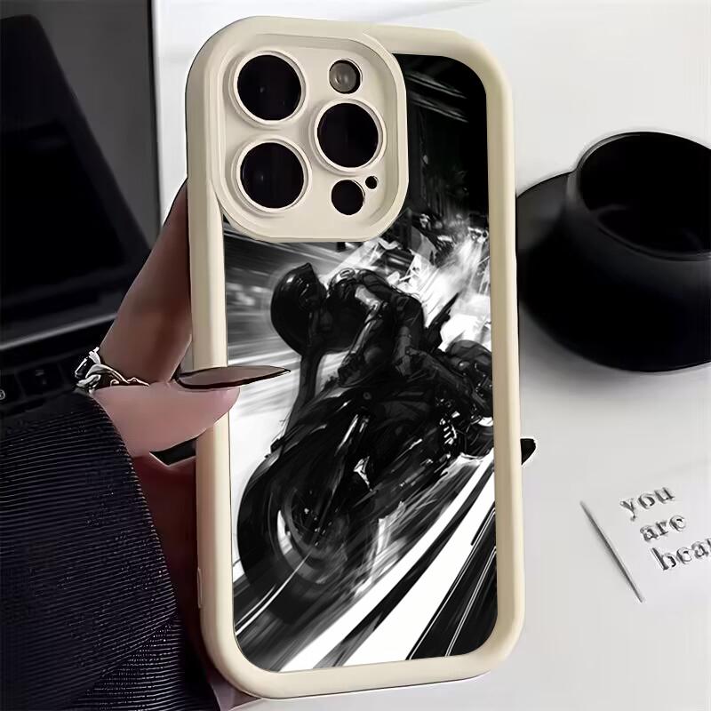 Motorcycle And Bike Ride Speed Vintage Phone Case,For iPhone 17 Air 16 15 13 12 11 ProMax Pro Plus,Smooth Touch Protective Cover