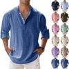 Men's Casual Loose Stand,up Collar Sweatshirt, Men's ,color Long,sleeved Cotton And Linen Shirt Top