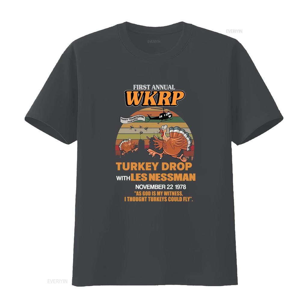 Thanksgiving Vintage Style Funny First Annual WKRP Turkey Drop Les Nessman T Shirt vintage Washed Top For Everyday Wear Casual