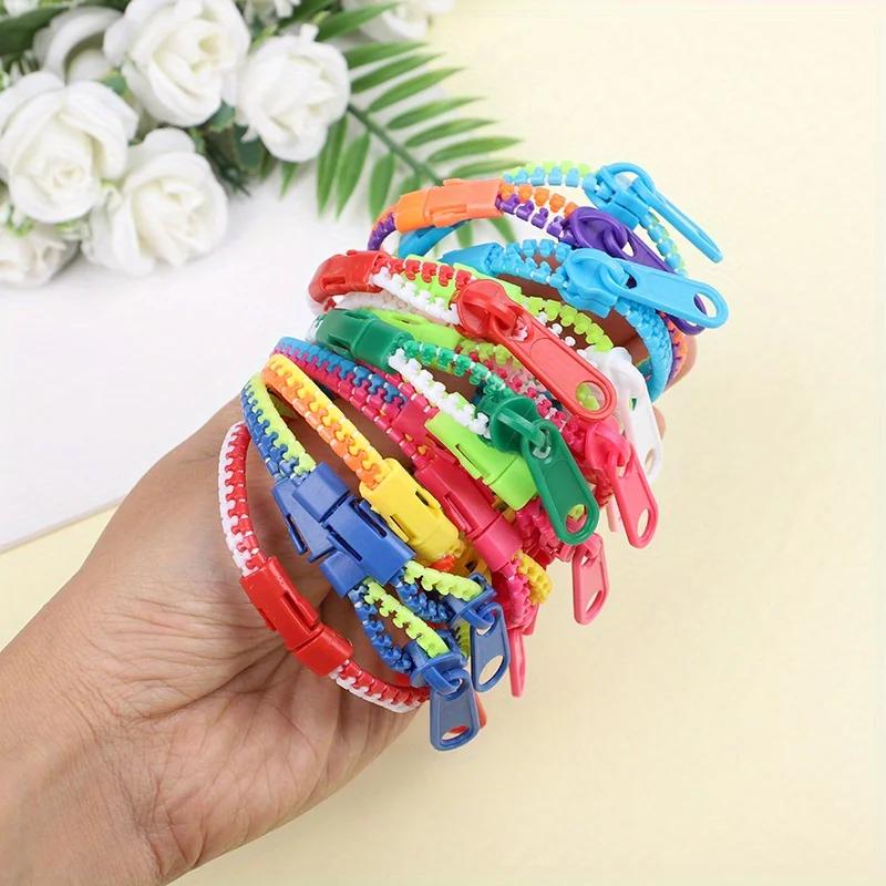 5pcs Dual Color Sensory Zipper Chain Bracelet, Anxiety Relief Fidget for Adults Autism, Wedding Party Favor Gift