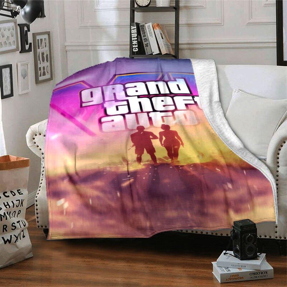 

1pc Grand Theft Auto Soft Flannel Blanket with Designer Print - A cozy blanket for all seasons, perfect for the couch, bed, officeB57 80cmx120cm(31inx47in)