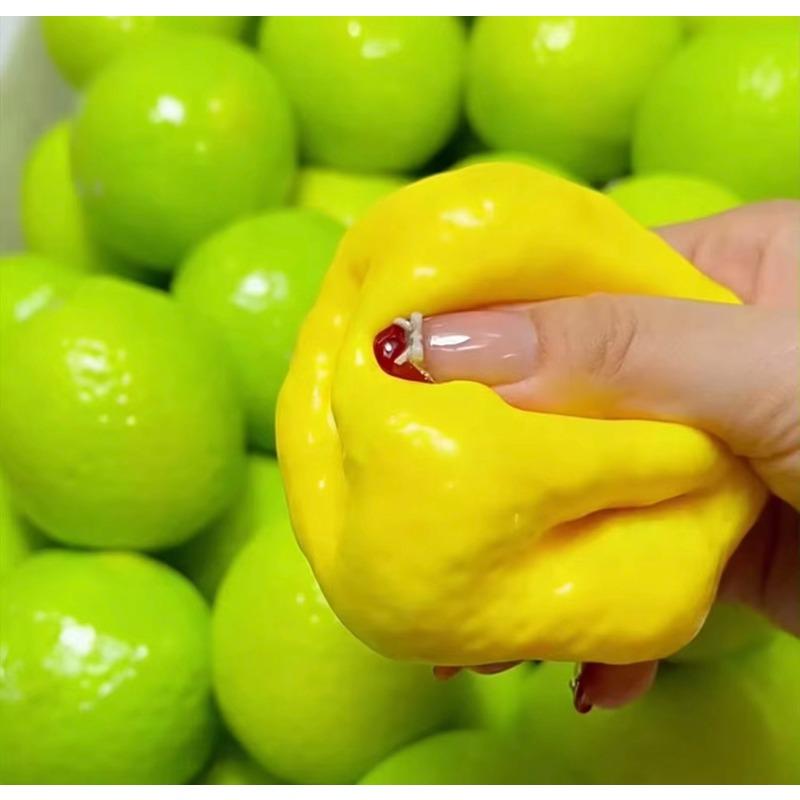 Handmade Color Changing Lemon Stress Ball With Crispy Sound, Building Blocks Filled Sensory Squeeze Decompression Toy For Adults