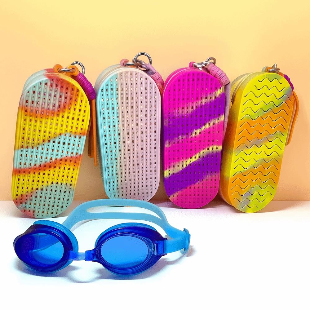 Doppelseitige Schwimmbrillenbox Silikon-Schwimmbrillenetui Brillen-Schutzbox Herren/Damen