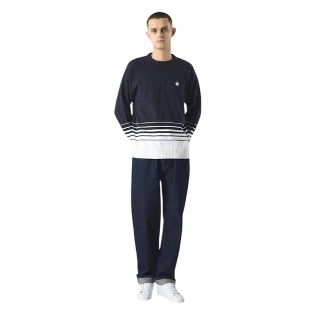 Pretty Green Mens Striped Crew Neck Relaxed Fit Jumper