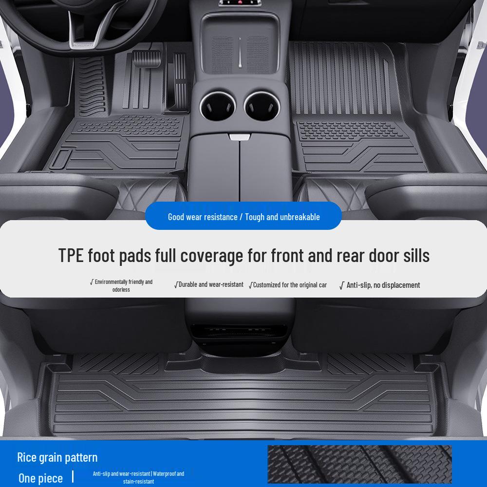 Compatible with Lantu Zhiyin FERR+ Taishan Mengxiangjia TPE Car Floor Mats & Door Sill Silk Coil Carpet, Full Coverage.