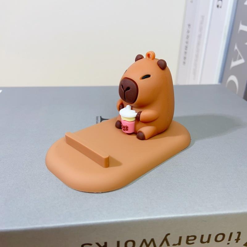1pc Cute Capybara Phone Stand Lazy Desk Organizer with Expressive Eyes Non-Slip Base Compatible with Smartphones Tablets Home Office Decor