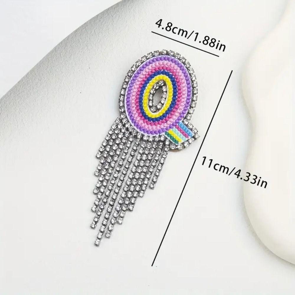 Embroidery Rhinestone Tassel  Brooch Creative Banquet Clothes Pin Trendy Letter Clothes Pin  Unisex