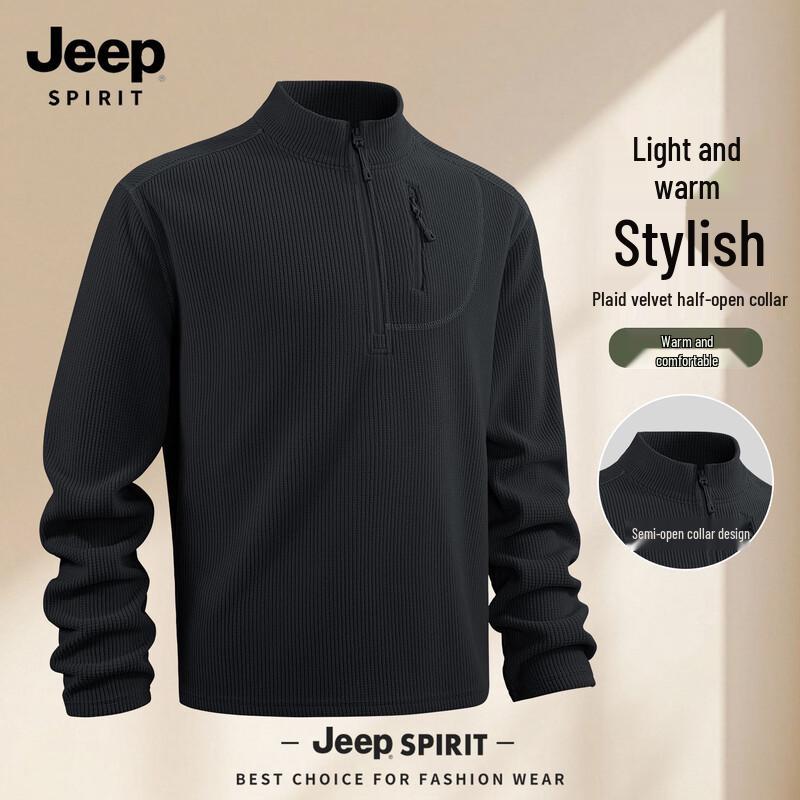 

JEEP SPIRIT Men s 2025 Fleece-Lined Stand Collar Sweatshirt XL