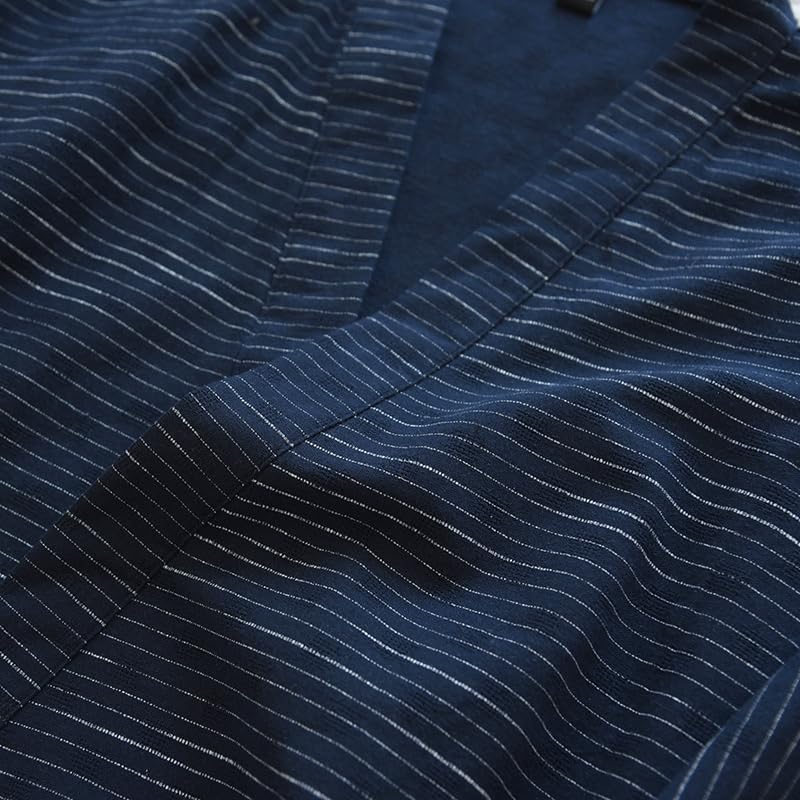 Jinbei Yukata Cotton Pajamas Double Gauze Jinbei Top and Bottom Set Double Gauze Sleeve Front Opening Jinbei Set Breathable Sweat Absorbent Samue