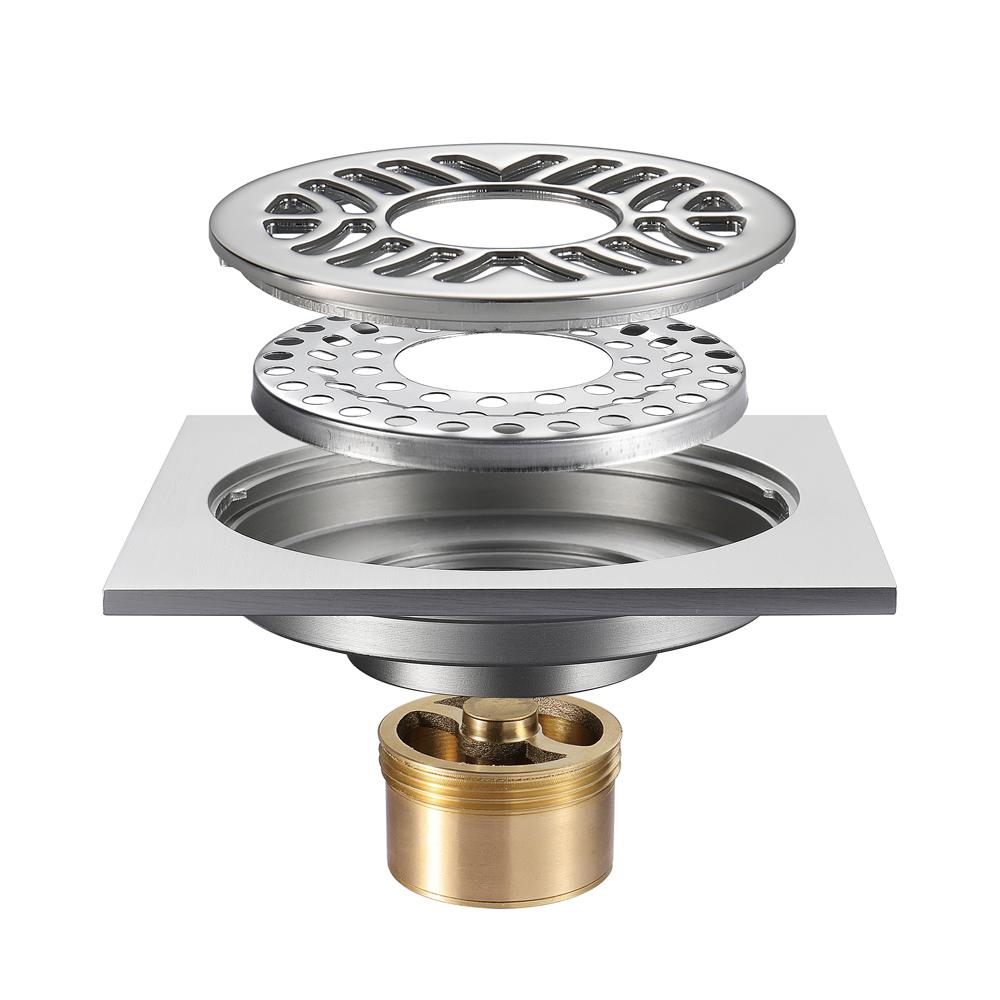 Beyoon Modern Rectangle Bathroom Accessories 4 Inch Anti-odor Shower Chrome Washing Drain Washing Machine Floor Drain HIDL117-3B