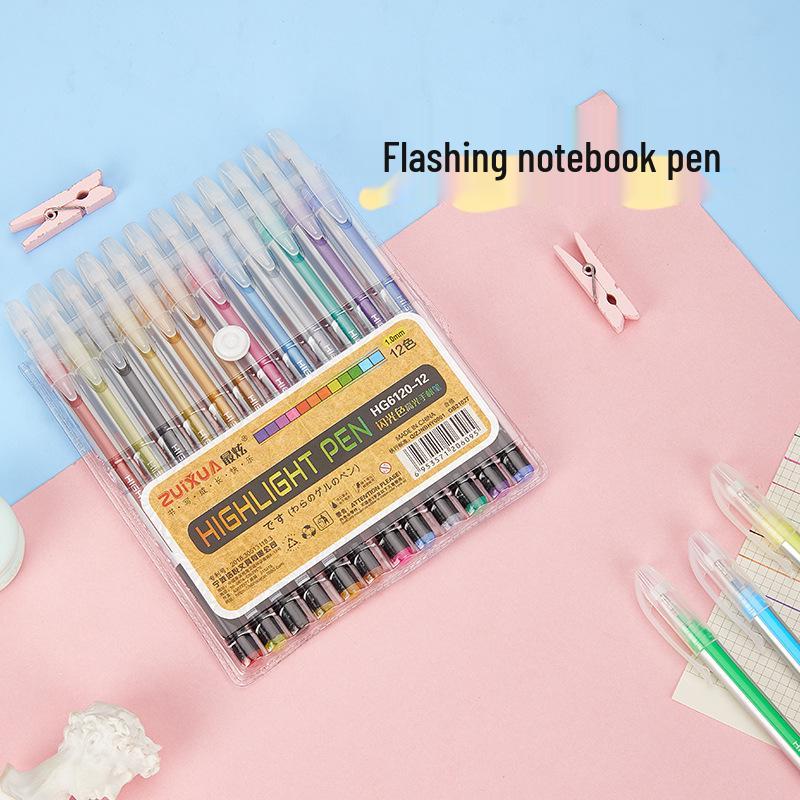 TikTok Flash Pen Set: Cute Korean Fluorescent Highlighters & Neutral Pens