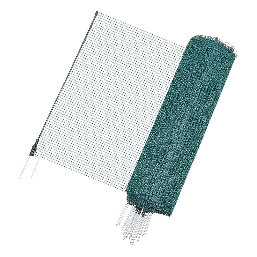 Temporary Fence with Posts, 0.9 x 50m Plastic Mesh Fencing, Garden Safety Fences Netting with Double-Spike Stakes & Guy Ropes, Temporary Fence for