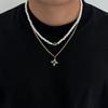 Hip Hop Pearl Diamond Necklace Set Male Tide Personality Clavicle Chain Jewelry