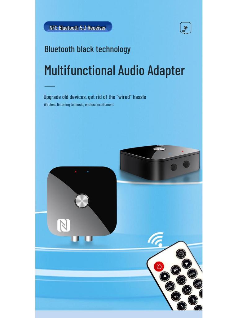 Bluetooth 5.3 NFC Audio Receiver: Wireless Adapter for Old Speakers & Amplifiers (3.5mm).