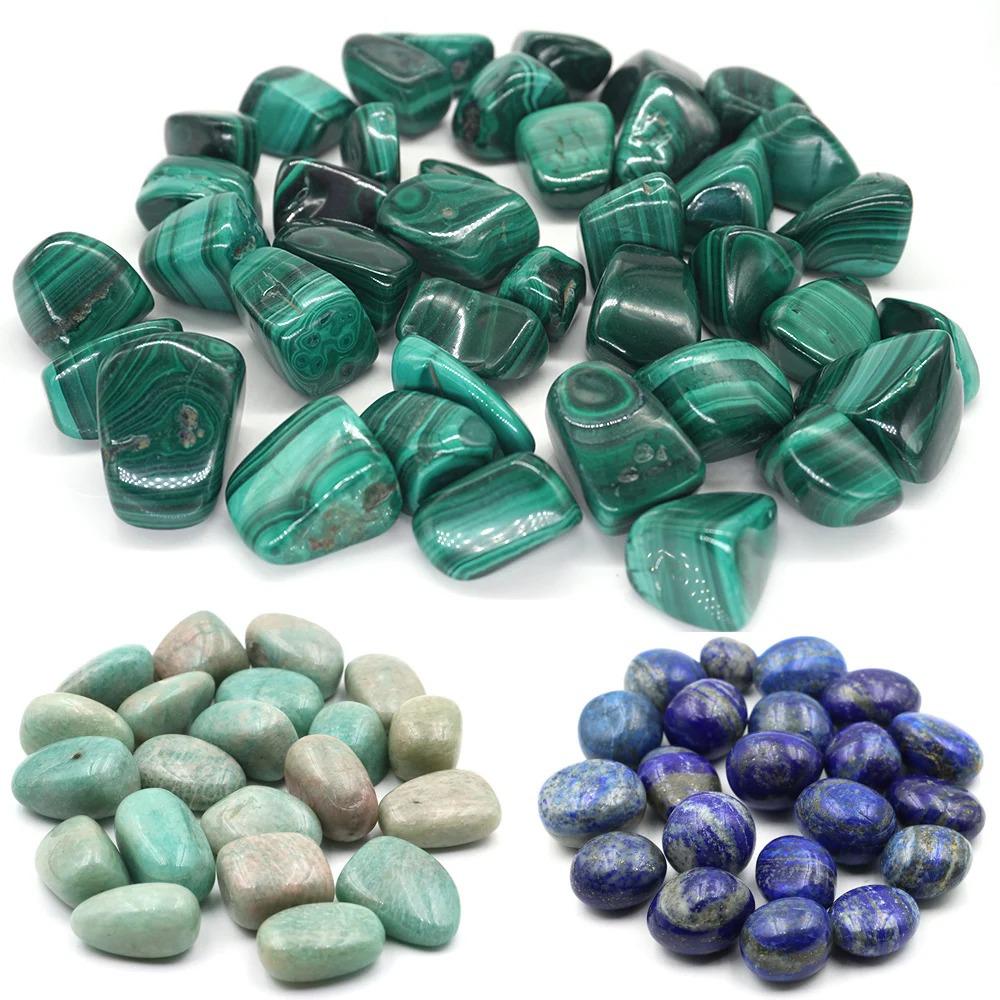 Mixed Gemstone Assortment: Raw Crystal Pebbles, Crushed Stone, Red Agate, Lapis Lazuli, Rose Quartz, Red Jasper, Amethyst.