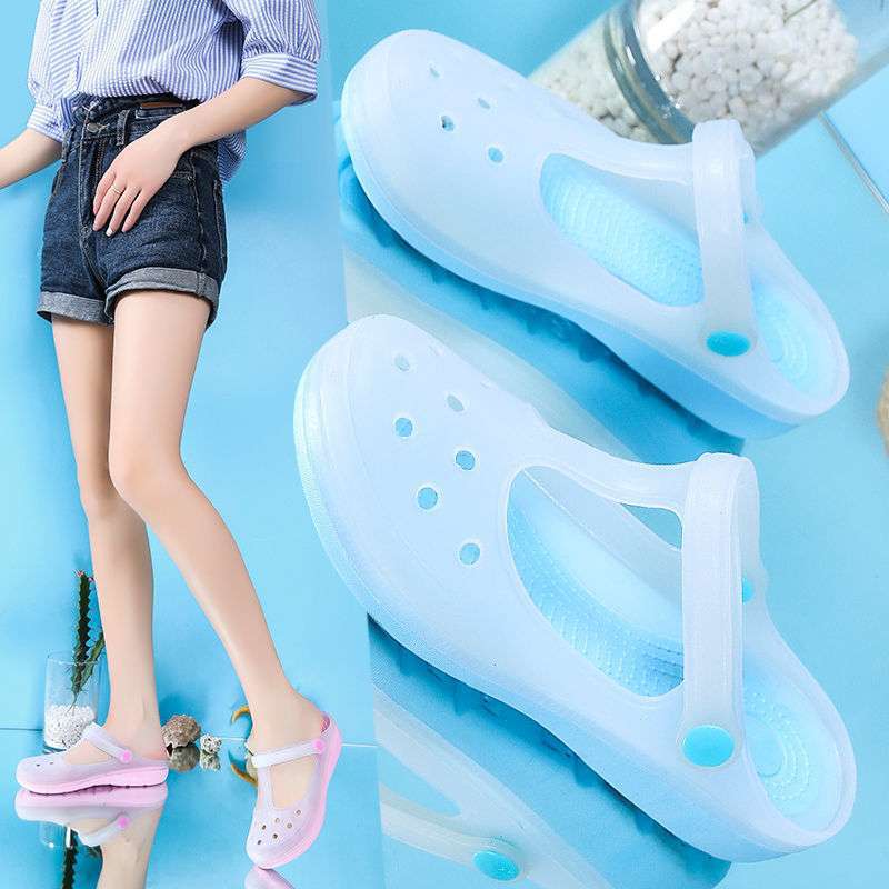 Summer new hole shoes women's sandals nurse flat jelly shoes maternity shoes beach shoes thickened home slippers women