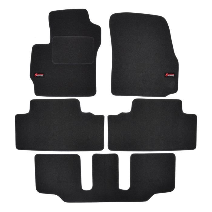 Tapis de sol - Logo - Mazda 5 - Velours noir - 5 pièces - Antidérapant - Sur mesure