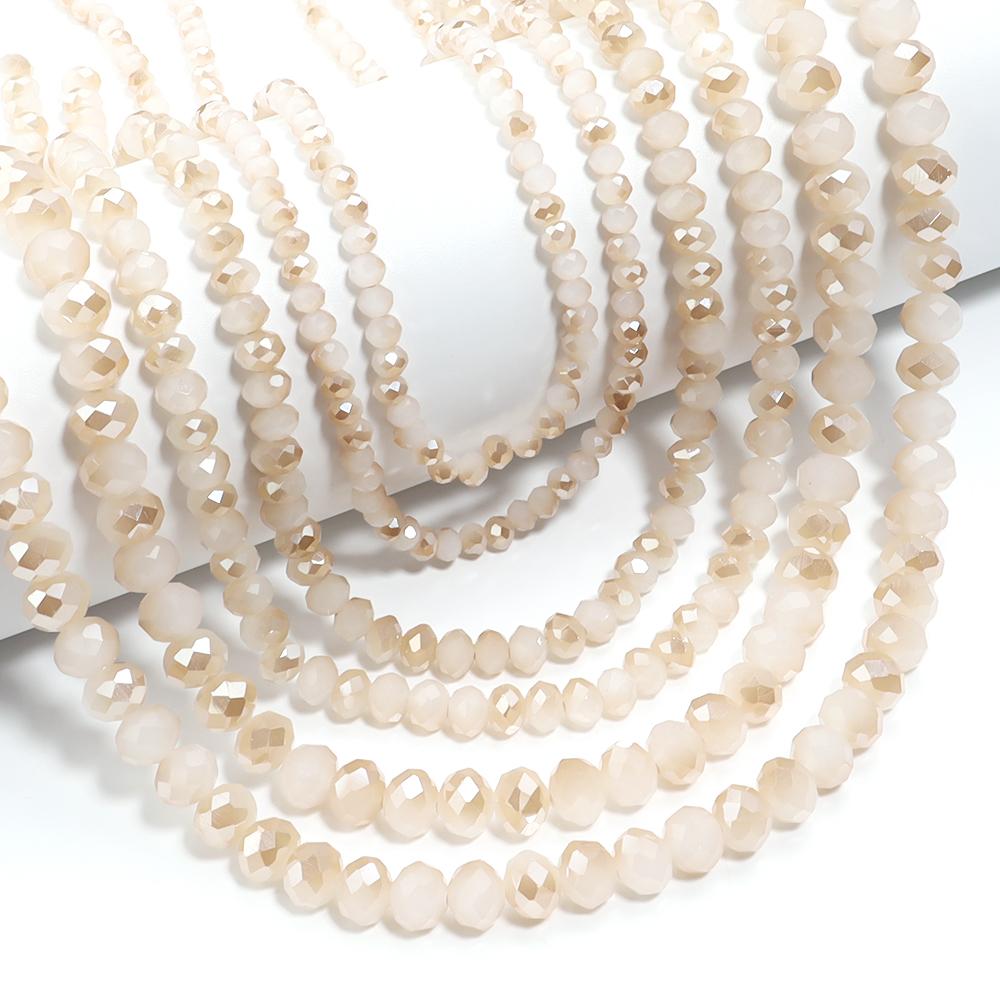 4/6/8mm Austria Faceted Crystal Beads White Jade Amber Glass Loose Beads For Jewelry Making DIY Bracelets Necklace Accessories