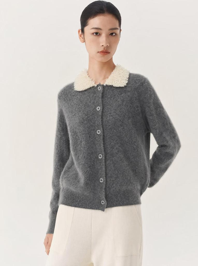 Women's Cashmere-Feel Lapel Cardigan: Autumn/Winter Loose Knit Brushed Top