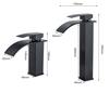 Black Waterfall Bathroom Basin Faucet Waterfall Spout Vanity Sink Mixer Tap Brush Gold Sink Faucet Tall short Style Chrome Gray