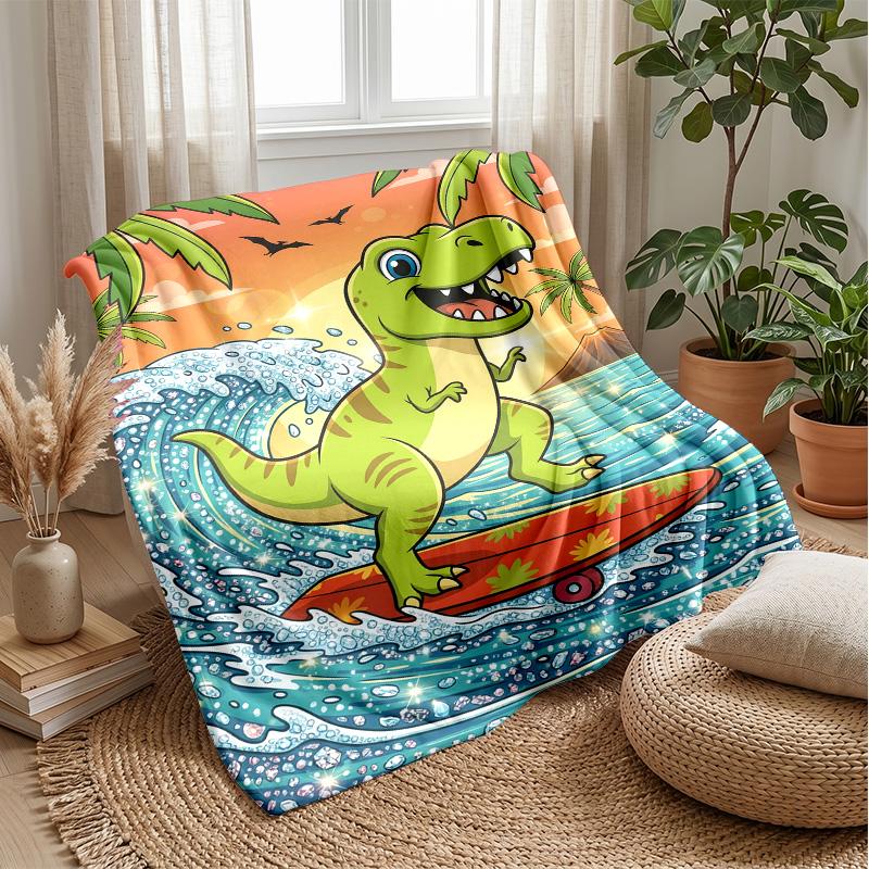 Dinosaur Skull Fantasy Landscape blanket Personalized Name Flannel Blanket Soft Cozy Plush Throw for Sofa Bed Lightweight Home Decor