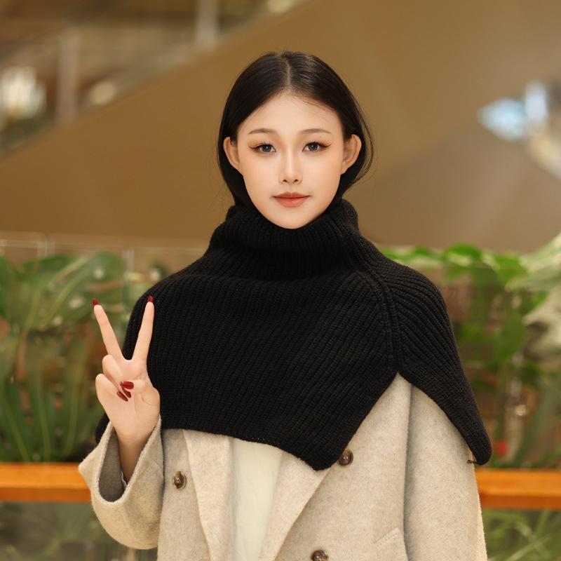 High Collar Shawl Winter Keep Warm Neck Protection Pullover Knitted Scarf For Women