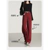 Anchor Red Narrow Version Wide-leg Pants Spring New Style Red High-waist Drape Slim Floor-length Straight Pants Women's Trousers