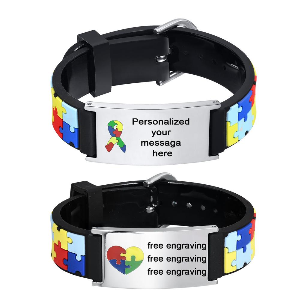 Personalized Autism Medical Alert ID Bracelet, Custom Engraved Emergency Silcone Wristband for little Girls Boys ( 0-7 years)