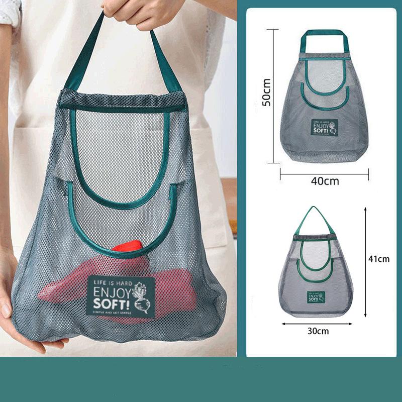 2pc Ventilated Mesh Storage Bags for Garlic, Potatoes, Onions - Durable Plastic Hanging Organizer for Kitchen & Pantry&bathroom, Non-Food Contact Safe