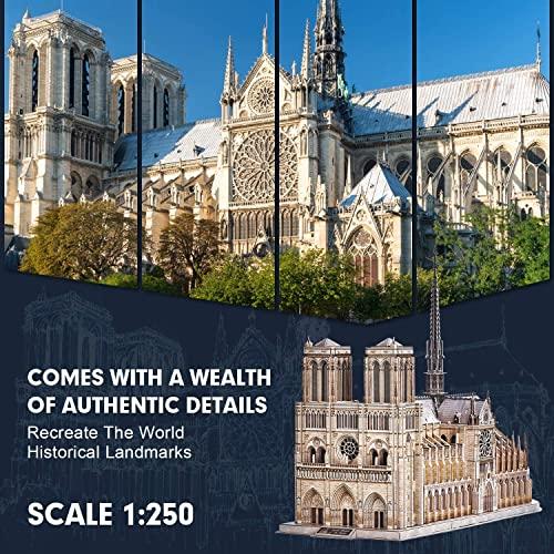 Cubic Fan 3D Puzzle Craft Kit, Notre Dame Cathedral, MC260h, No Glue or Tools Required