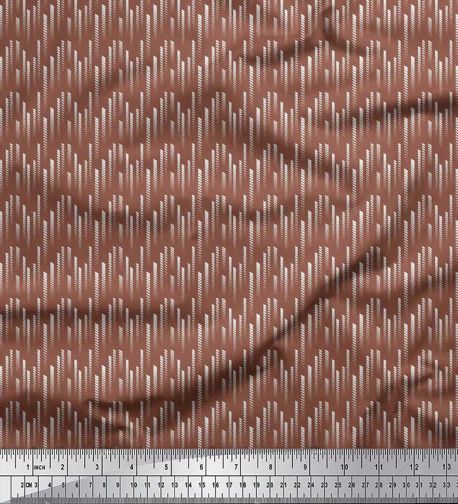Soimoi Japan Crepe Satin Fabric Diagonal Line Small Print Fabric by Metre 42 Inch