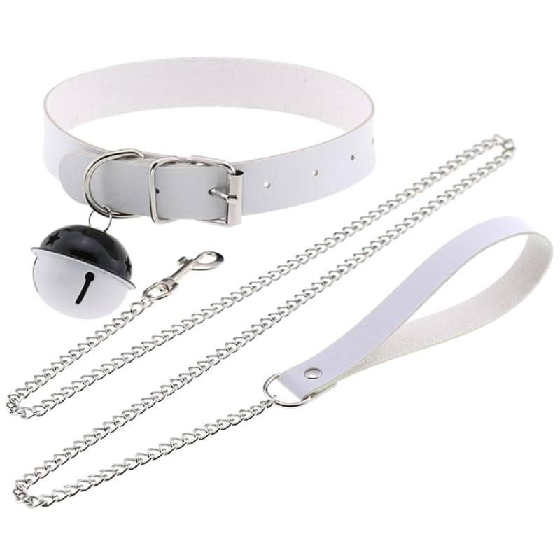 

[DOKiDOKi] with bell collar + leash for humans white white cosplay Master slave cat costume chain SM goods restraints shackles handcuffs collar