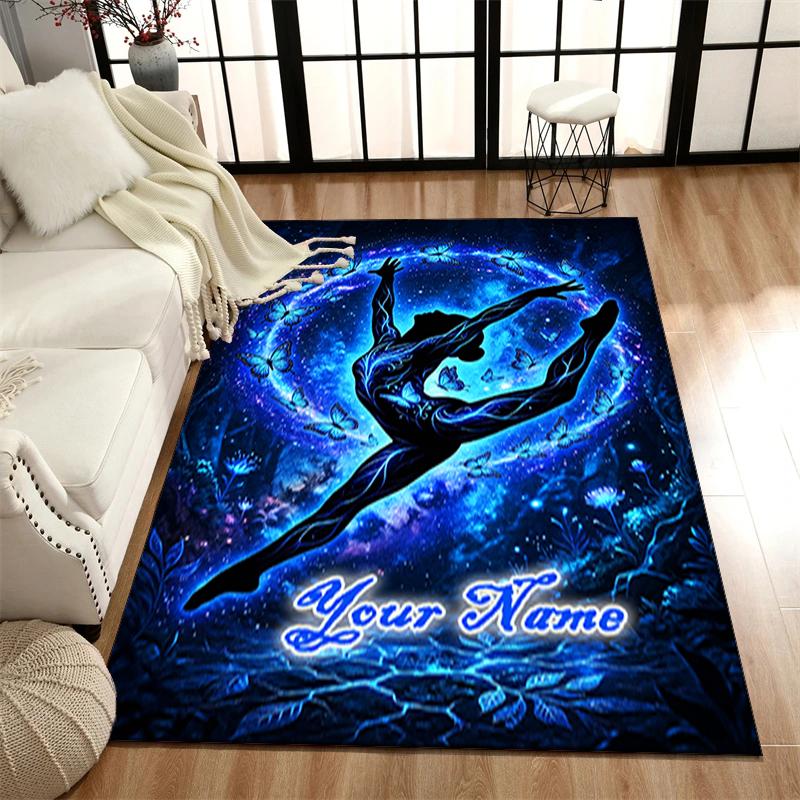 1PC Custom Name Dreams Blue Lights Theme Floor Mat Ideal for Living Room, Game Rooms, Office, Bedroom,Floor Mat Playful Design