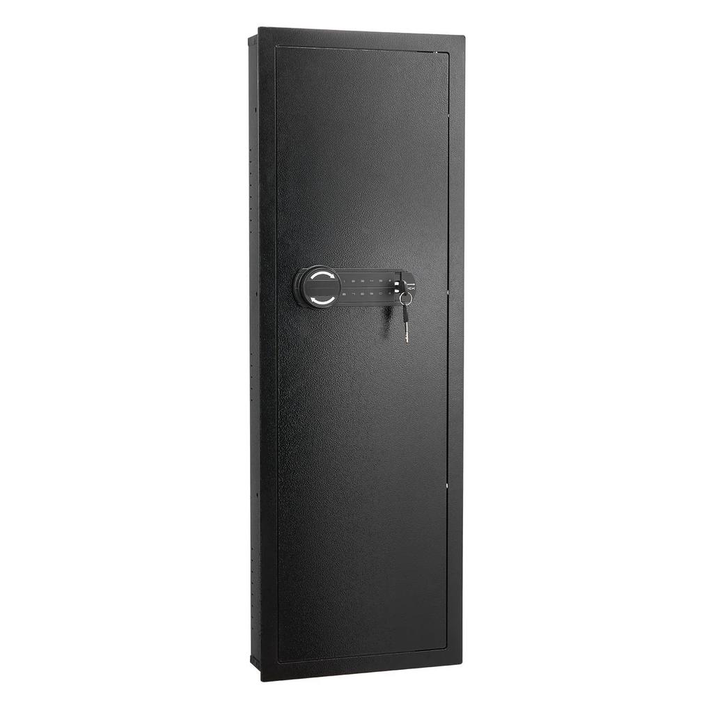 VEVOR Wall Safe, 4-Tier Hidden Wall Mounted Gun Safe with Password & Key, Q235 Cold-Rolled Steel In-Wall Box with LED Lighting