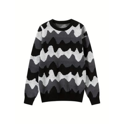 Autumn and Winter Round Neck Pullover Loose Retro Knitwear Men's Long-sleeved Fashion Tops