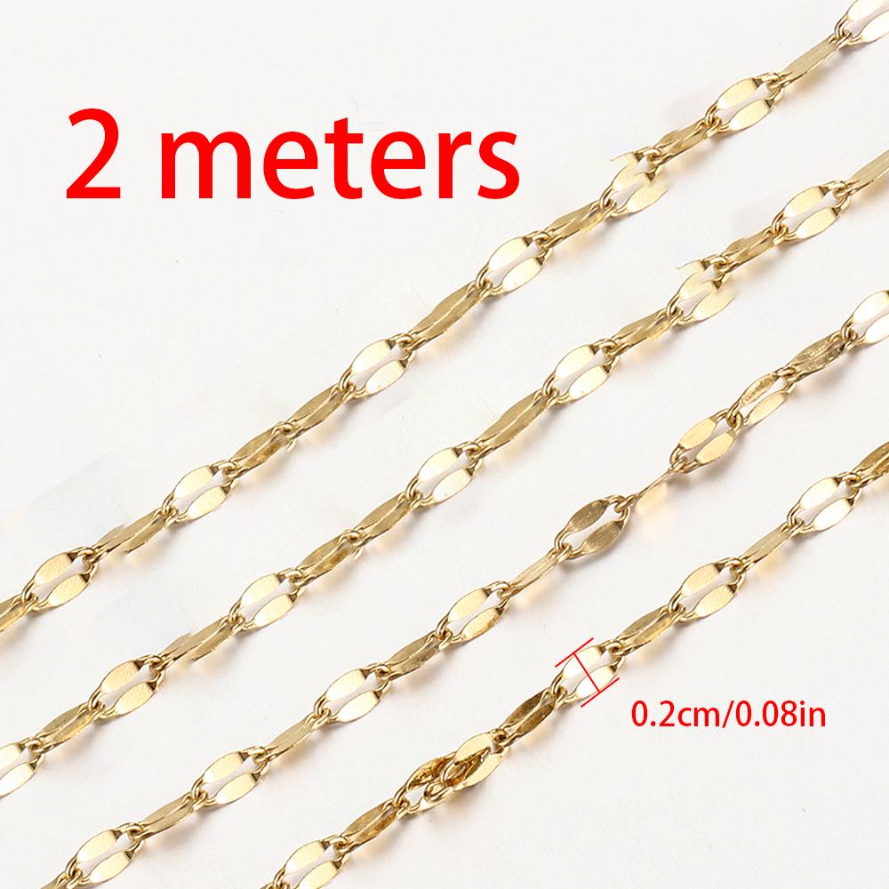 No Fade 2meters Stainless Steel Lip Chain Multi-Size Metal Bulk Chain for Necklace Bracelet Chain DIY Jewelry Making Accessories