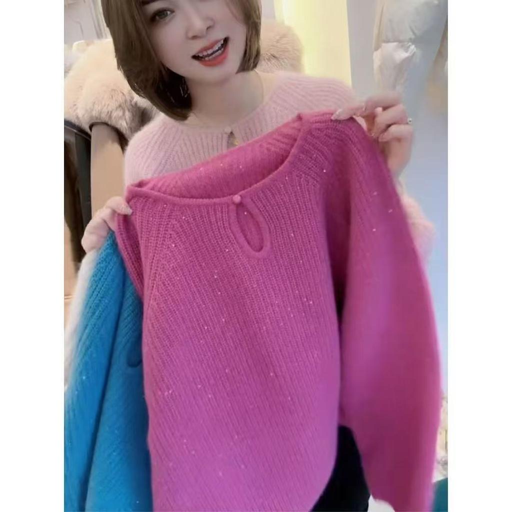 Autumn and Winter New Round Collar Knitted Sweater Loose Pullover Sweater for Women