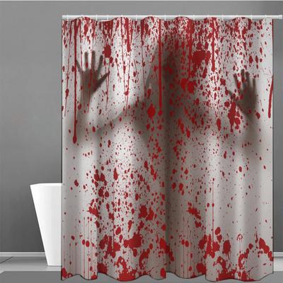 Rideaux de douche effrayants d'horreur avec éclaboussures sanglantes Accessoires de salle de bain Halloween Anti-moisissure Art Déco Écran Empreinte de main Décoration de salle de bain