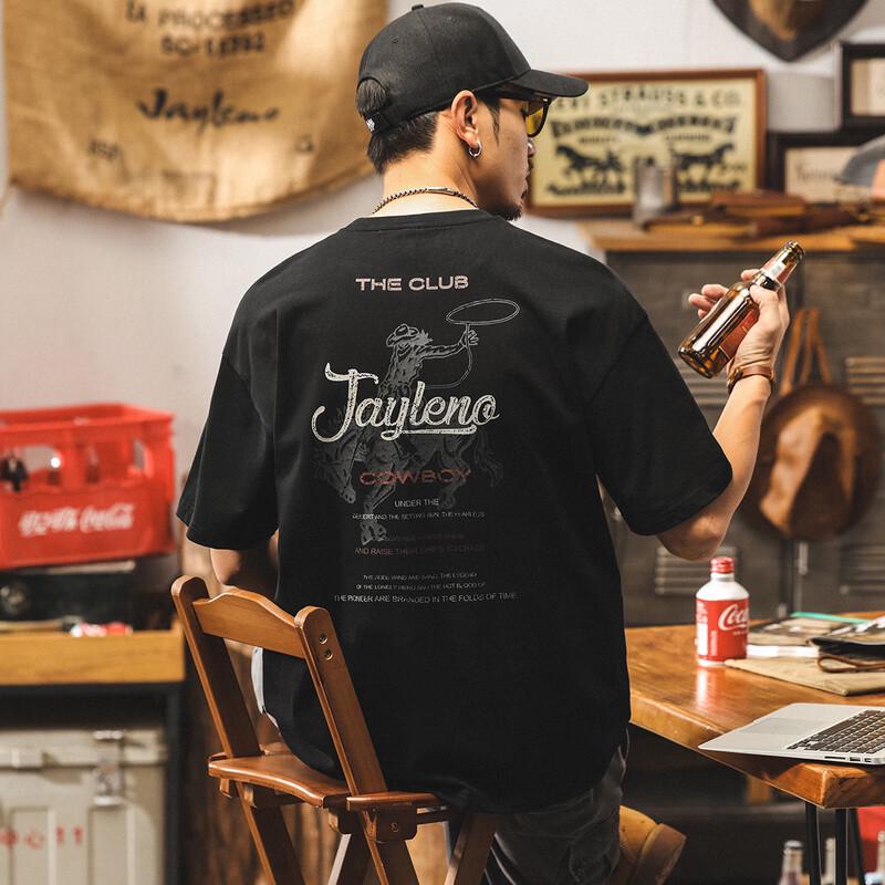 

Мужская футболка Jielenuo 100% хлопок, с принтом в американском ретро стиле, с коротким рукавом XL (Fits 145-160 lbs)