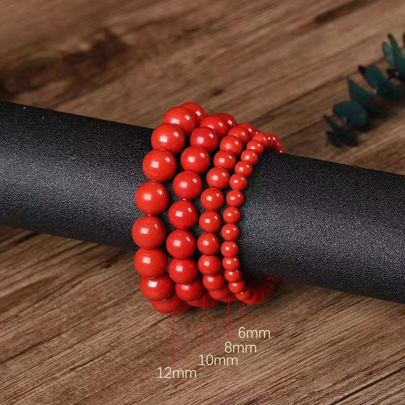 

Натуральный красный киноварный браслет с подлинной необработанной рудой - Талисман удачи с высоким содержанием для мужчин и женщин 14mm Single Circle