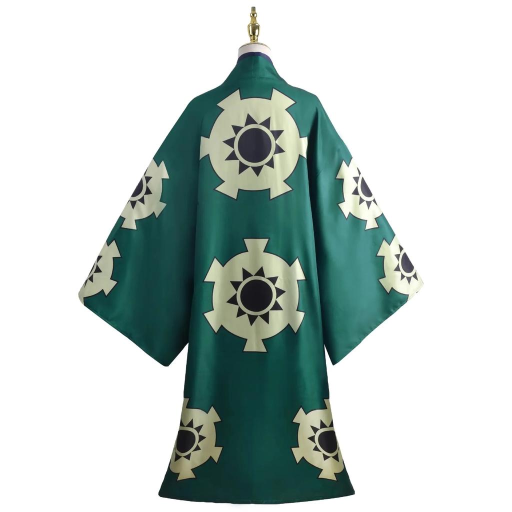 Zelené Kimono Roronoa Zoro Cosplay Anime Kostým Uniforma na Halloween Pánský Oblek Podšívka Paruka Vnější oděv Pásek Disfraz Halloween