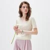 Dünn gestricktes kurzärmeliges T-Shirt für Damen aus Lyocell-Mischgewebe