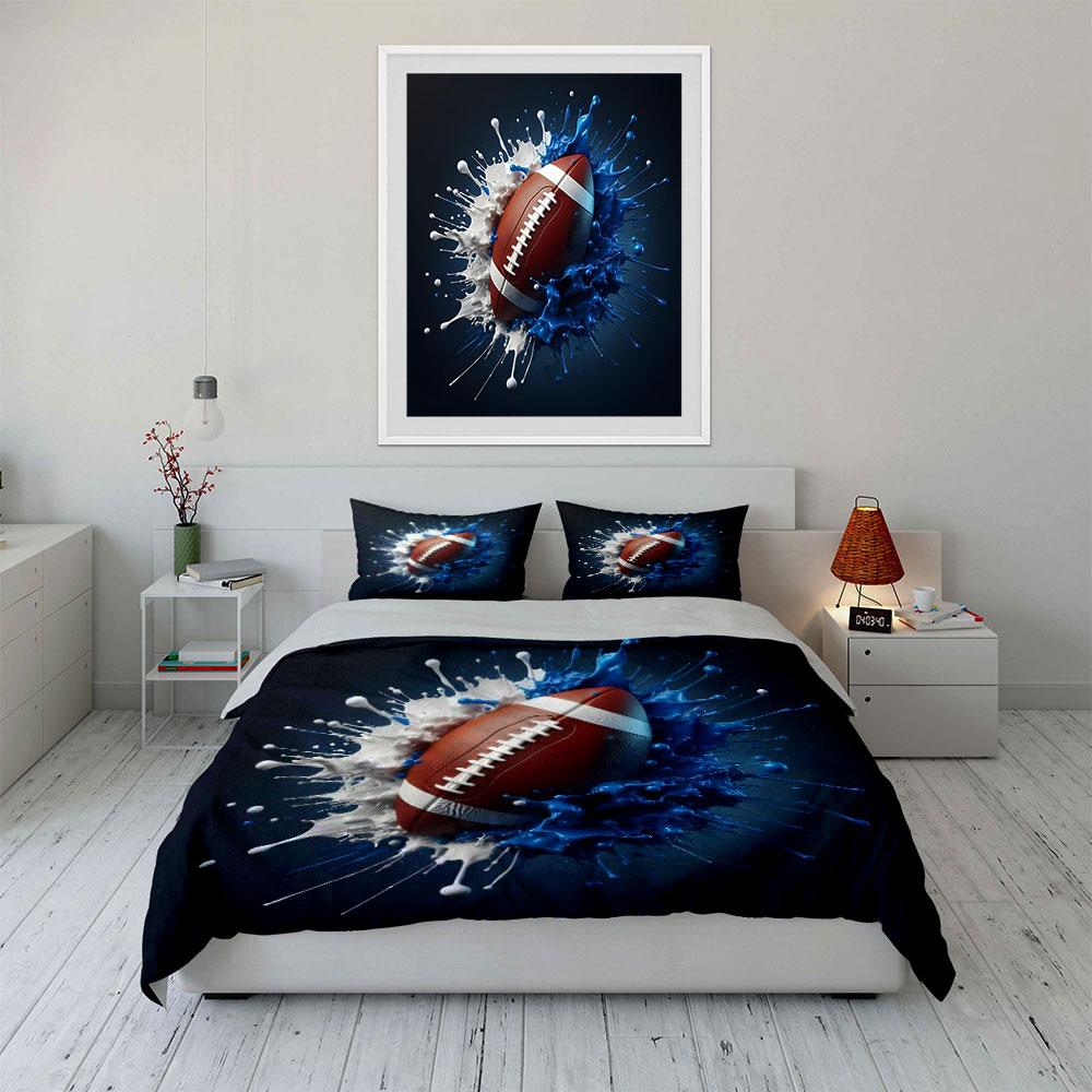 Sports-Themed Splashes Football Gear  kid's and adults' bedroom decor, Exquisite three-piece bedding set gift