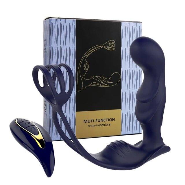 Männlicher Prostatamassage-Stimulator, Analvibrator, drahtlose Steuerung, Verzögerung der Ejakulation, Penisring, Analplug, Hintern, Sexspielzeug für Männer