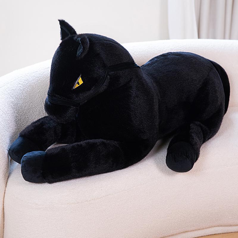 

Big Size Cool Black Horse Throw Pillow Classic Horses Plush Toy Sofa Cushion Sleeping Companion Doll Home Decor Boy Gift 70cm
