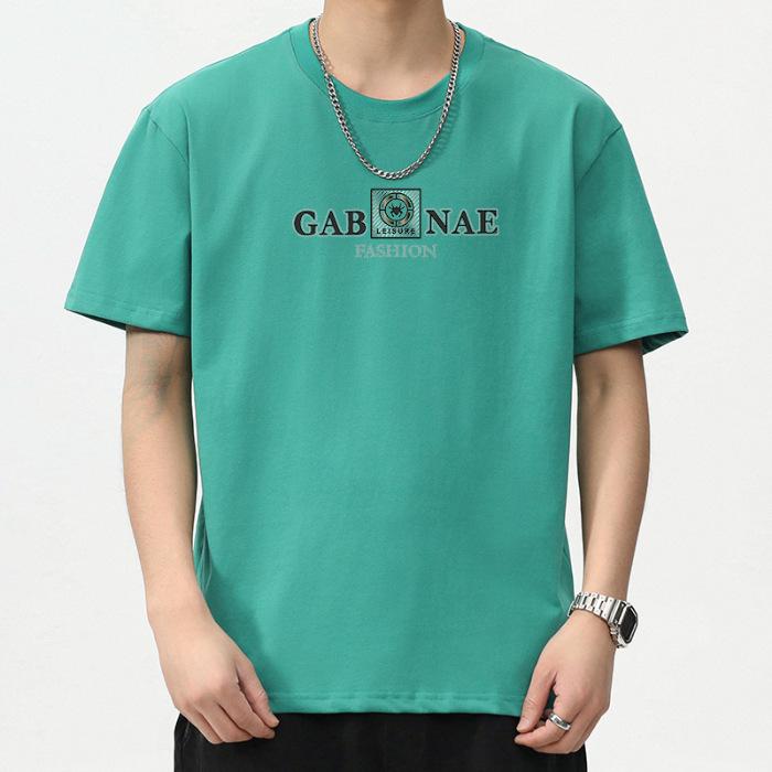 

Новая летняя мужская футболка с круглым вырезом, принтом и короткими рукавами, тонкая, повседневная, молодежная, с рукавами до локтя 5XL