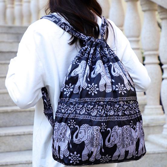 Zaino da donna con stampa floreale, coulisse, leggero e pieghevole, per viaggi all'aperto e campeggio